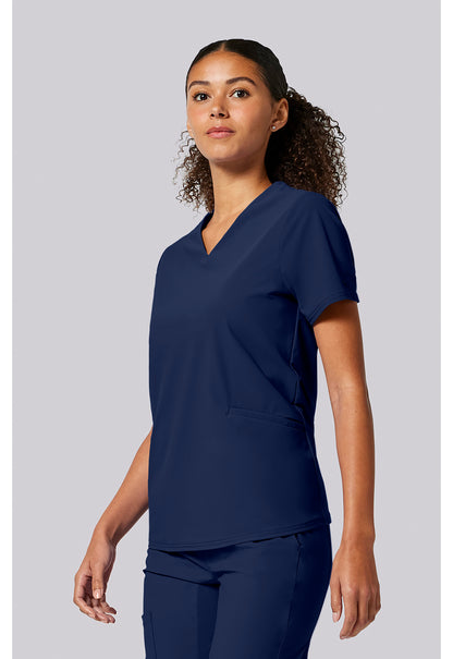 Pursuit IN00011 Women's Built in Sport Bra Scrub Top Navy