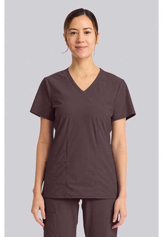 Pursuit IN00033 Women's V-Neck Scrub Top Walnut Roast