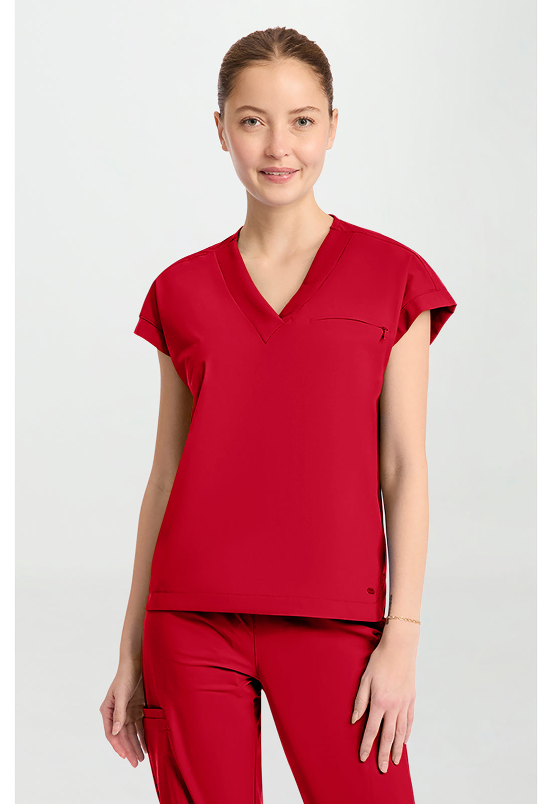Pursuit IN00034 Women's Dolman V-Neck Scrub Top Cherry Pop