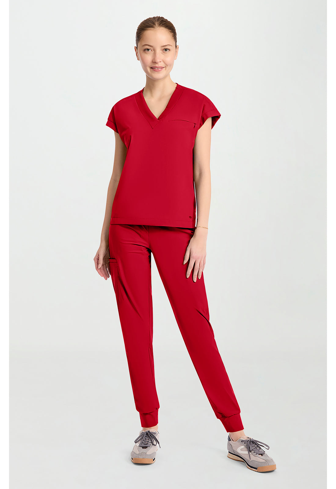 Pursuit IN00034 Women's Dolman V-Neck Scrub Top Cherry Pop