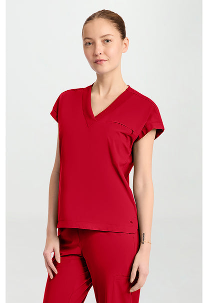 Pursuit IN00034 Women's Dolman V-Neck Scrub Top Cherry Pop