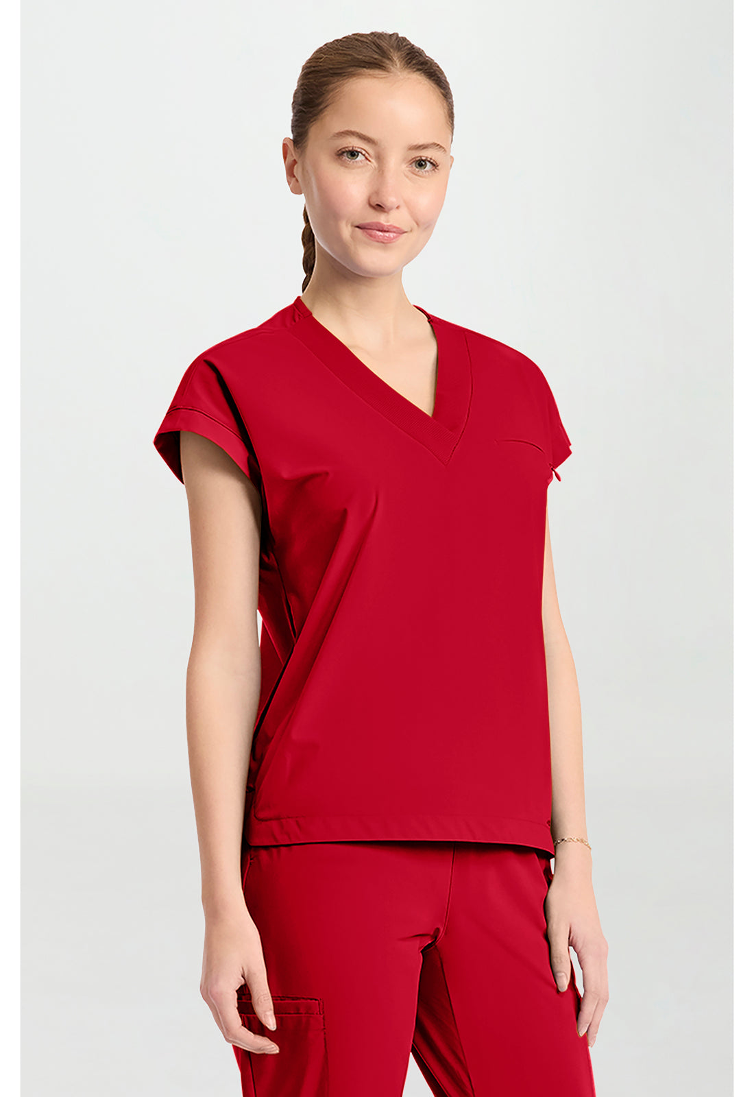 Pursuit IN00034 Women's Dolman V-Neck Scrub Top Cherry Pop