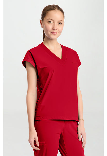 Pursuit IN00034 Women's Dolman V-Neck Scrub Top Cherry Pop