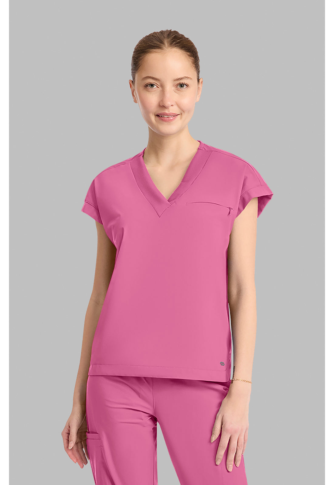 Pursuit IN00034 Women's Dolman V-Neck Scrub Top Tropical Pink