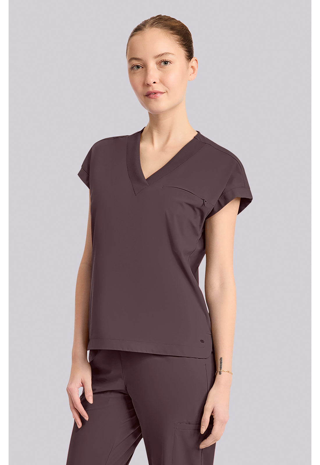 Pursuit IN00034 Women's Dolman V-Neck Scrub Top Walnut Roast