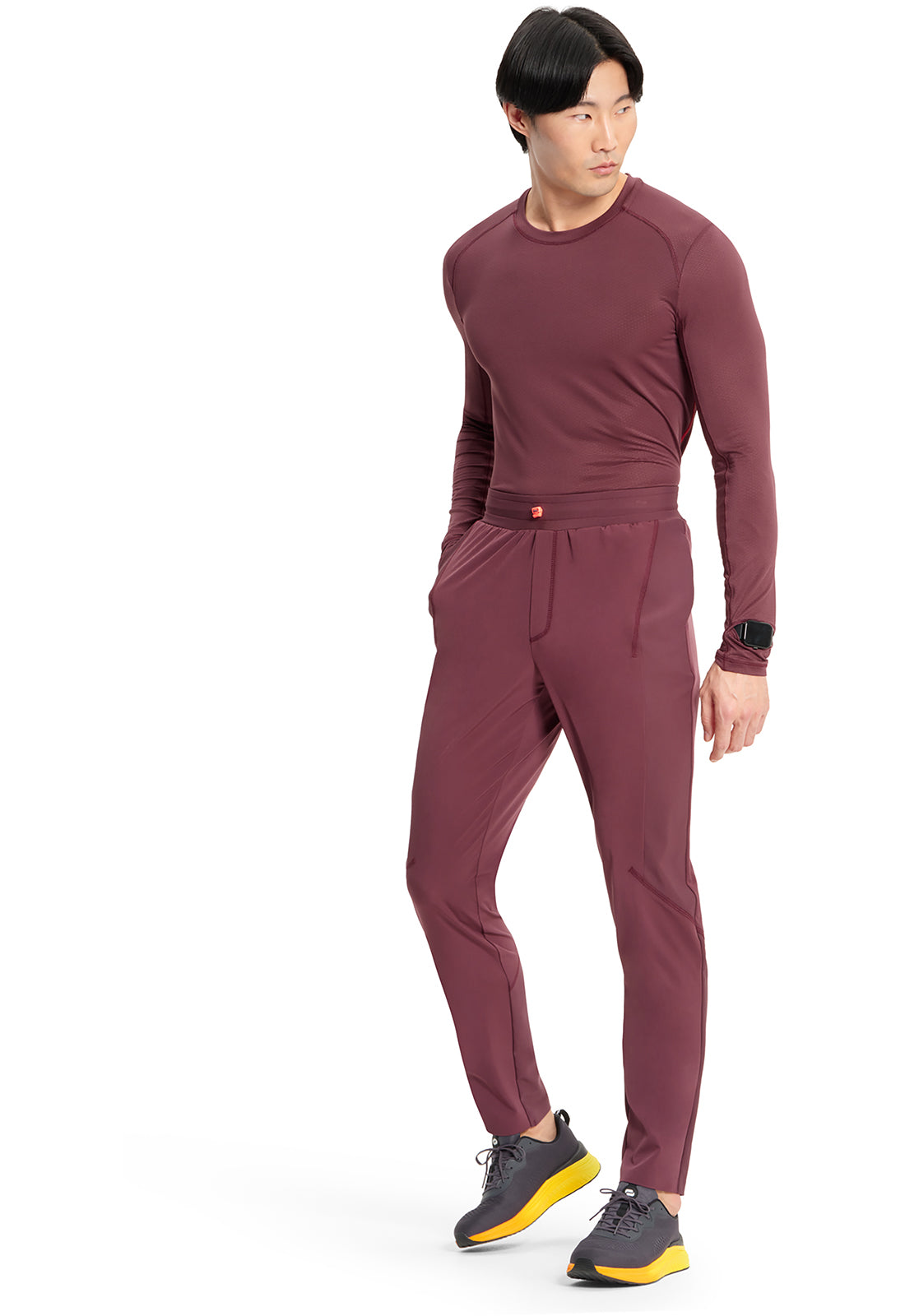 GNR8 IN008A Men's Mid Rise Slim Tapered Leg Pants Plum Velvet