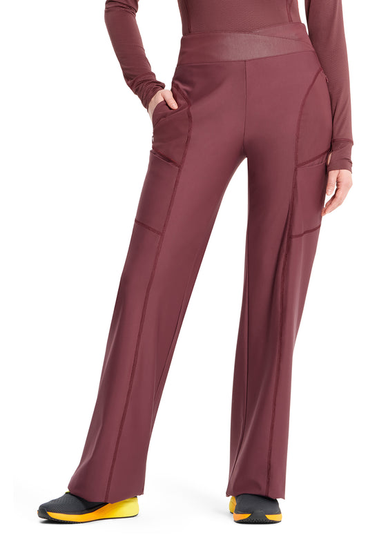 GNR8 IN009A Knit Mid Rise Pull-on Trouser Pants Plum Velvet Model Image Front | Infinity