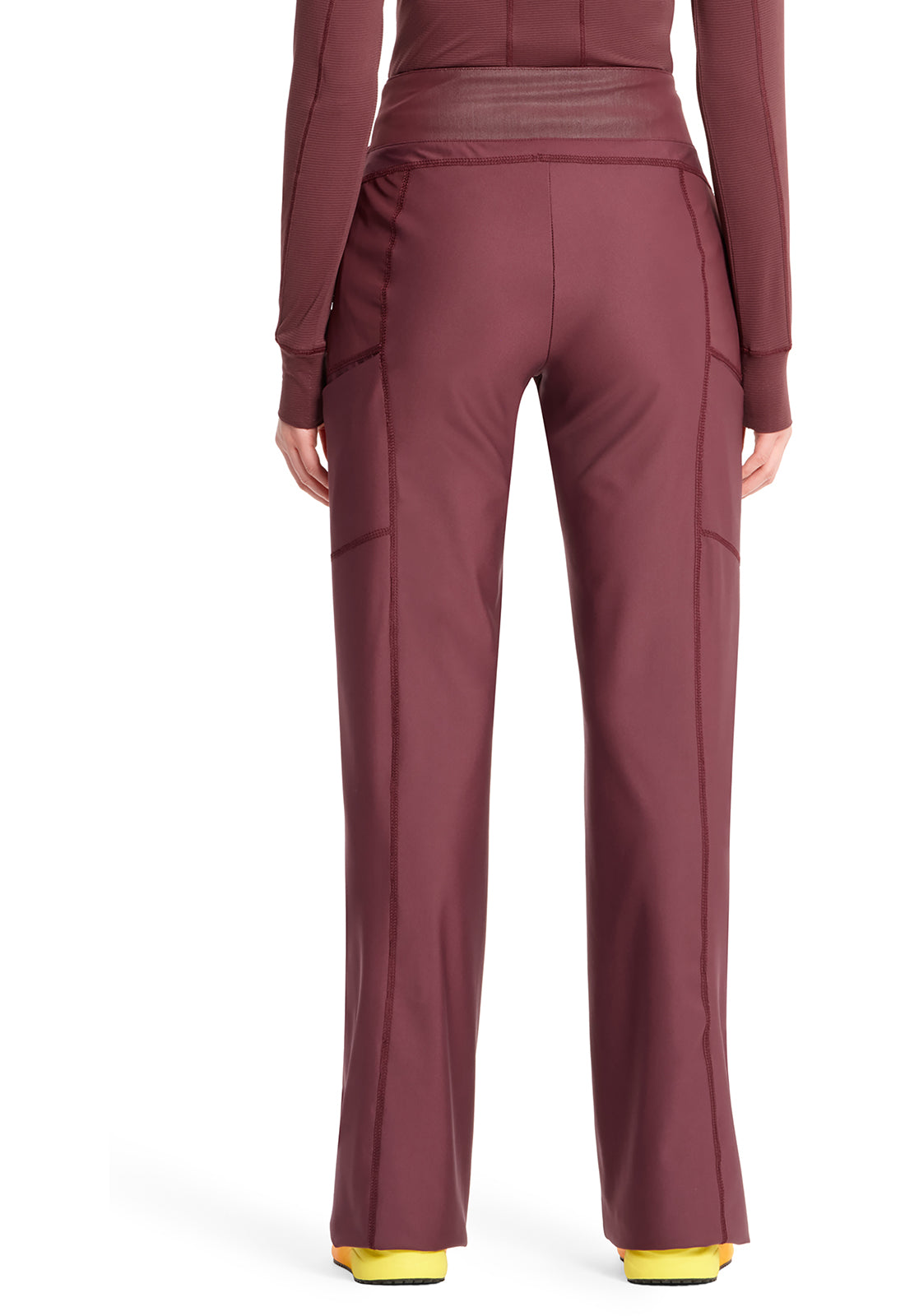 GNR8 IN009A Knit Mid Rise Pull-on Trouser Pants Plum Velvet Model Image Back | Infinity