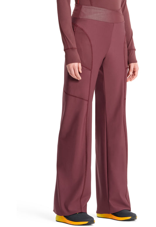 GNR8 IN009A Knit Mid Rise Pull-on Trouser Pants Plum Velvet Model Image Left Side | Infinity