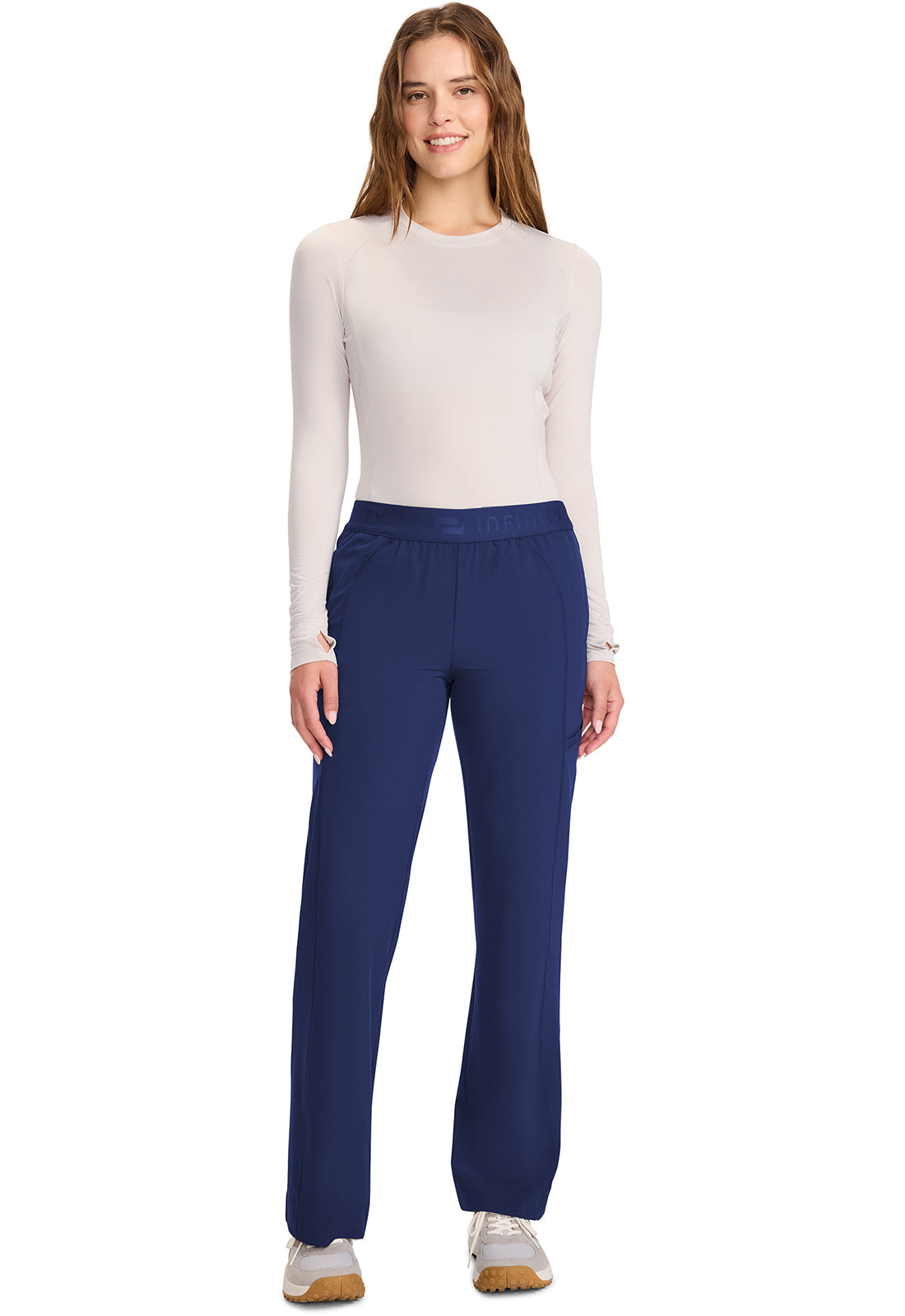 GNR8 IN011A Women's Mid-Rise Wide Leg Pants Navy