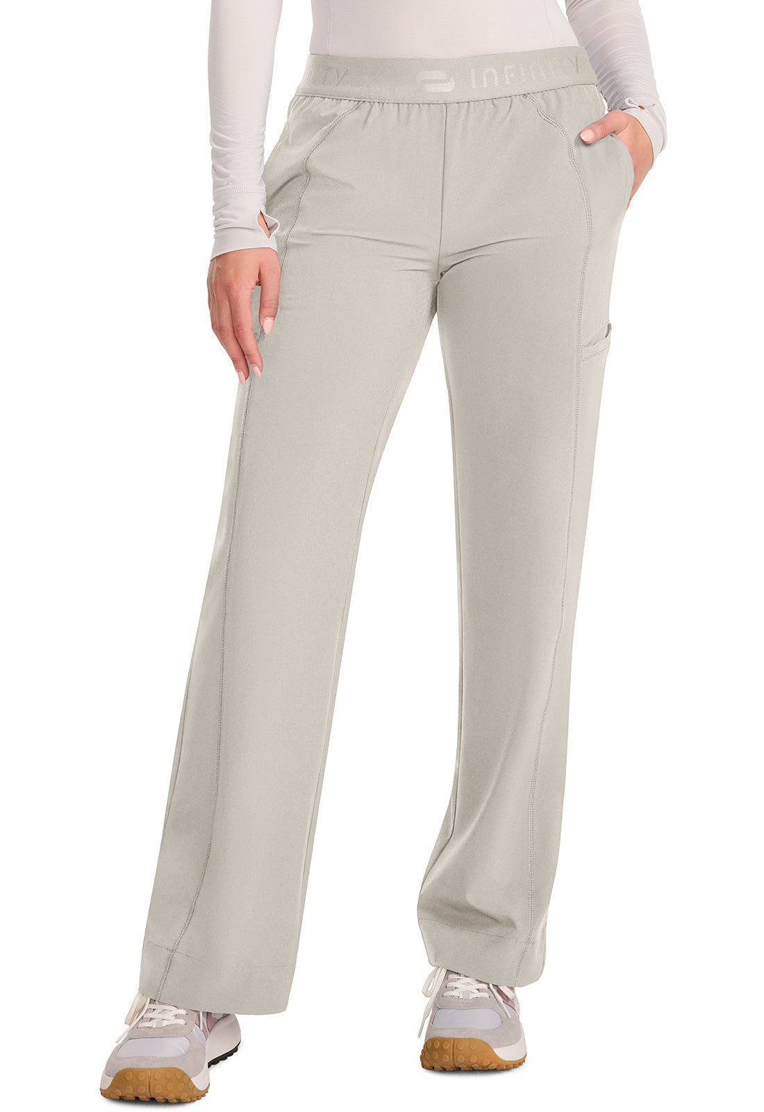 GNR8 IN011A Women's Mid-Rise Wide Leg Pants Vapor Model Image Front | Infinity