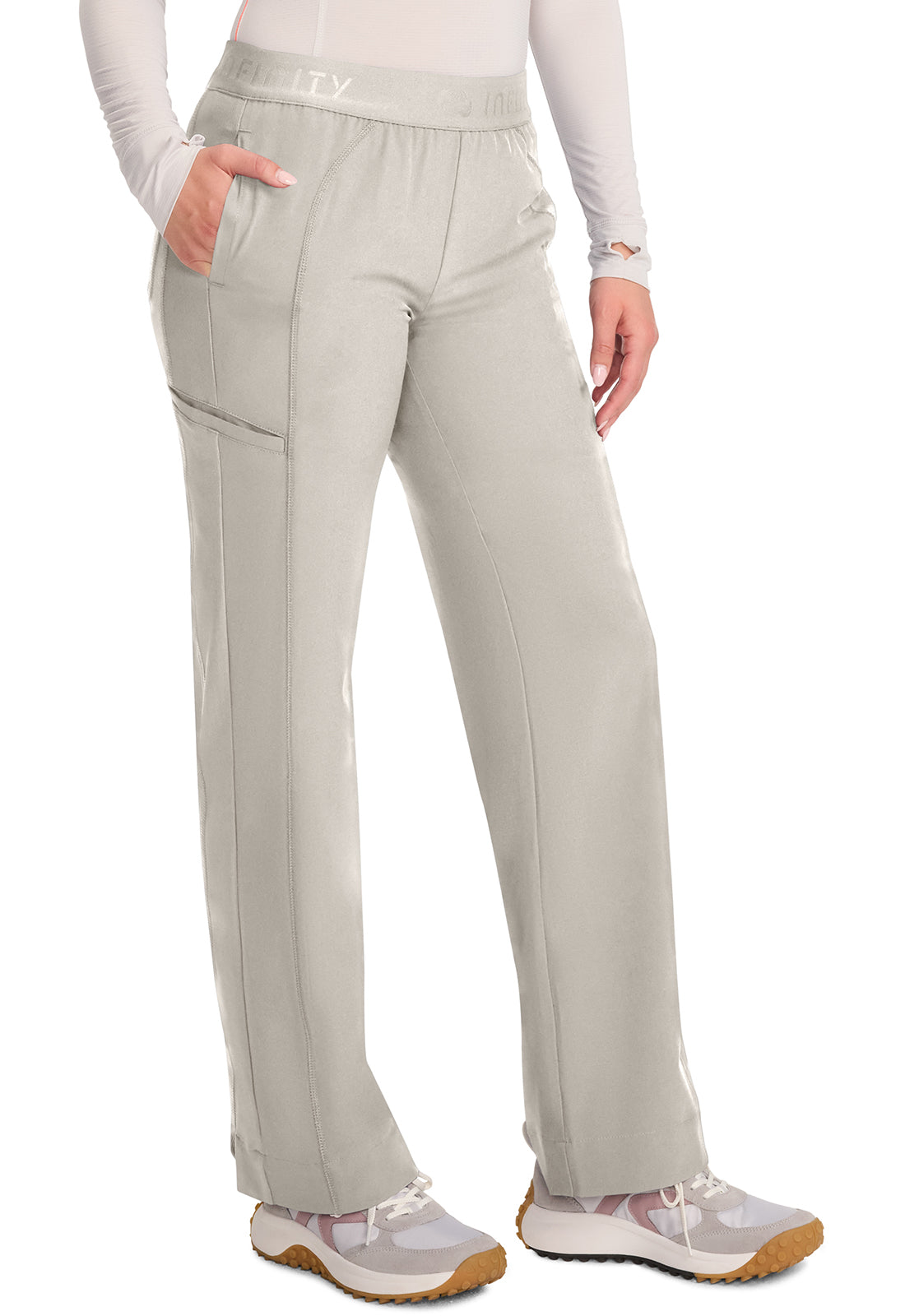 GNR8 IN011A Women's Mid-Rise Wide Leg Pants Vapor Model Image Left Side | Infinity