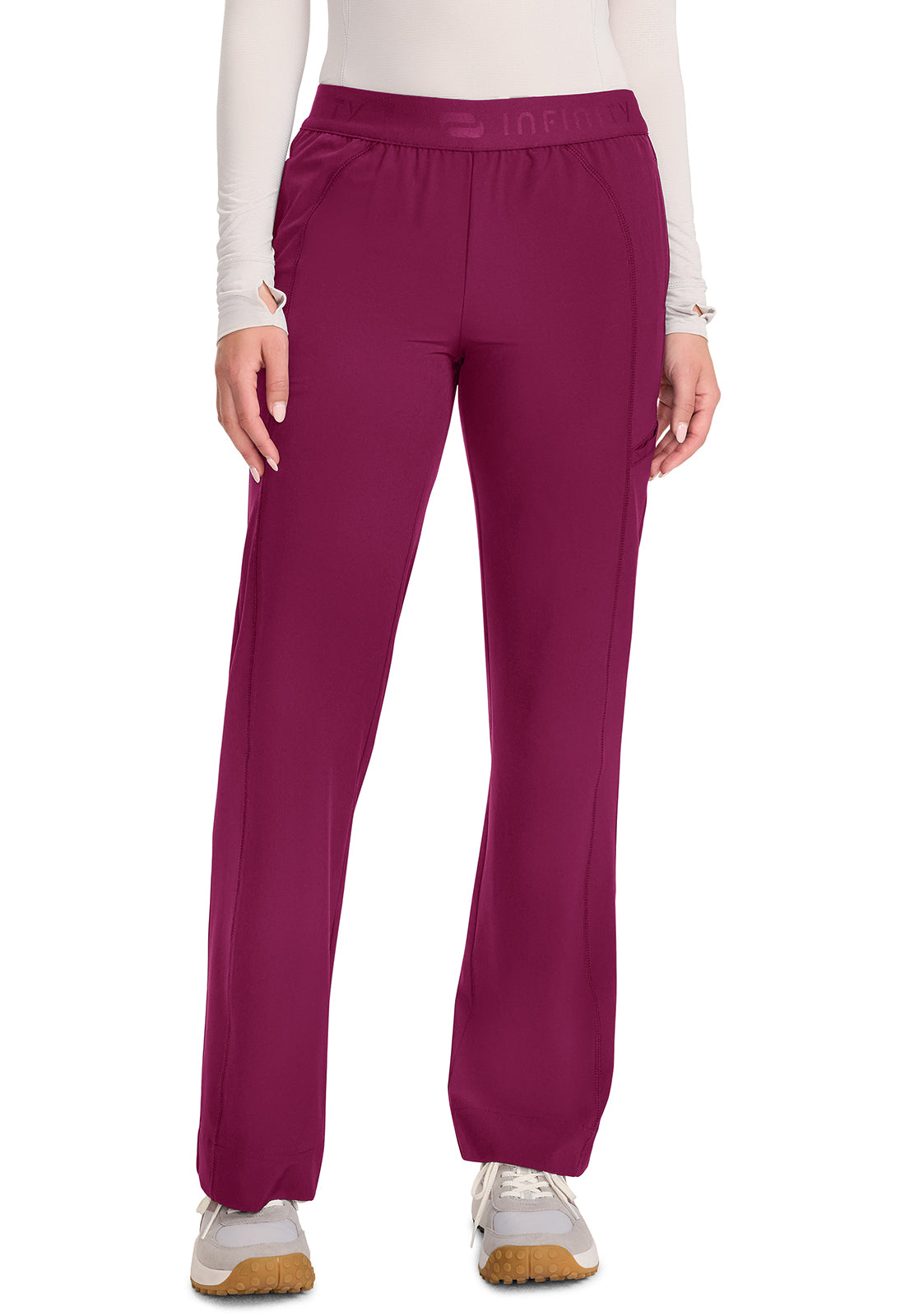 GNR8 IN011A Women's Mid-Rise Wide Leg Pants Wine
