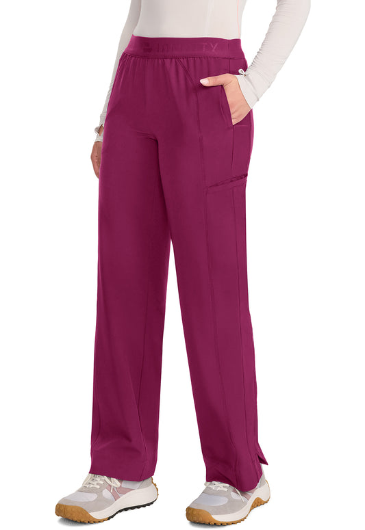 GNR8 IN011A Women's Mid-Rise Wide Leg Pants Wine