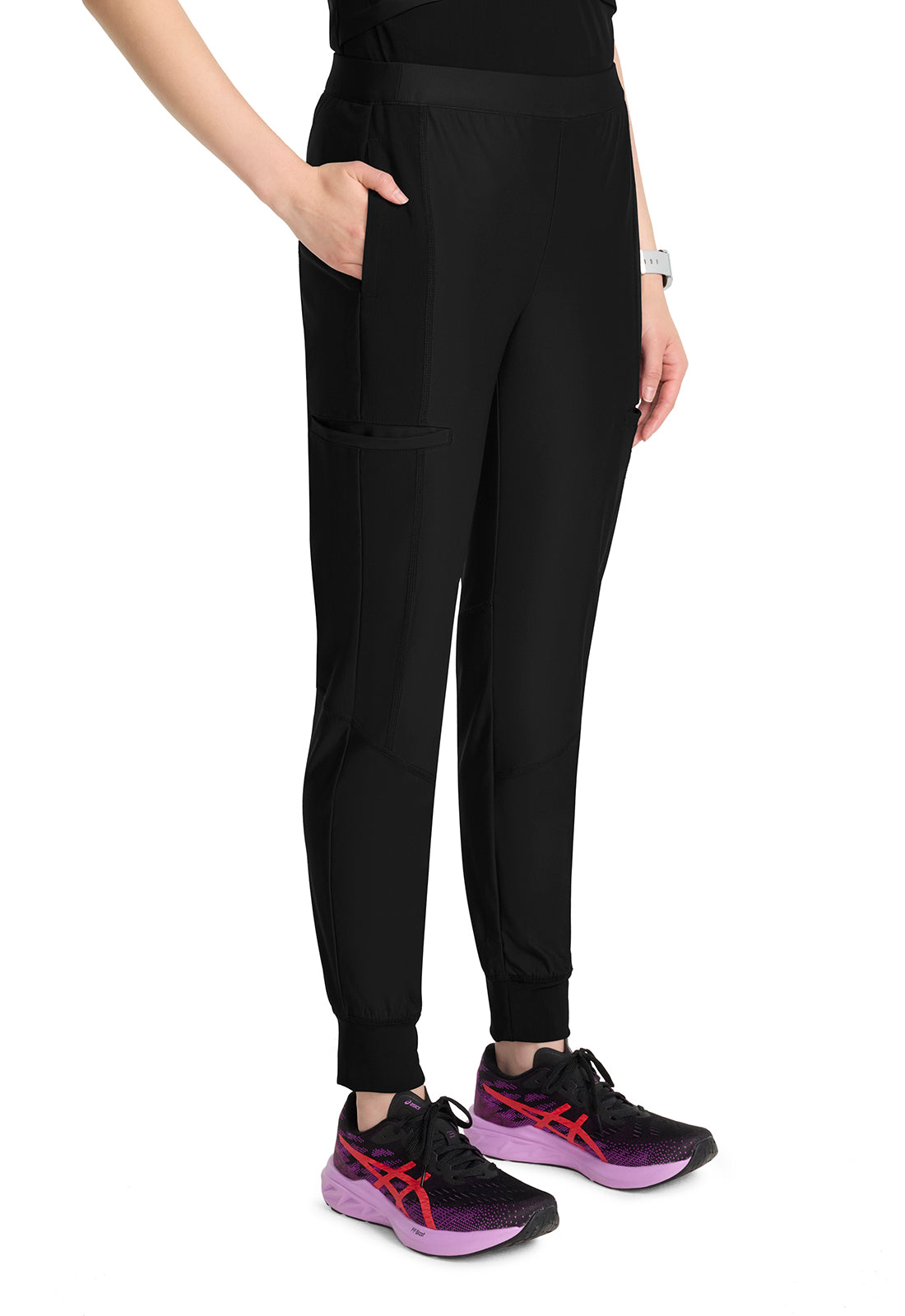 GNR8 Kinetic  IN012A Women's Knit Convertible Jogger Black Model Image Left Side | Infinity