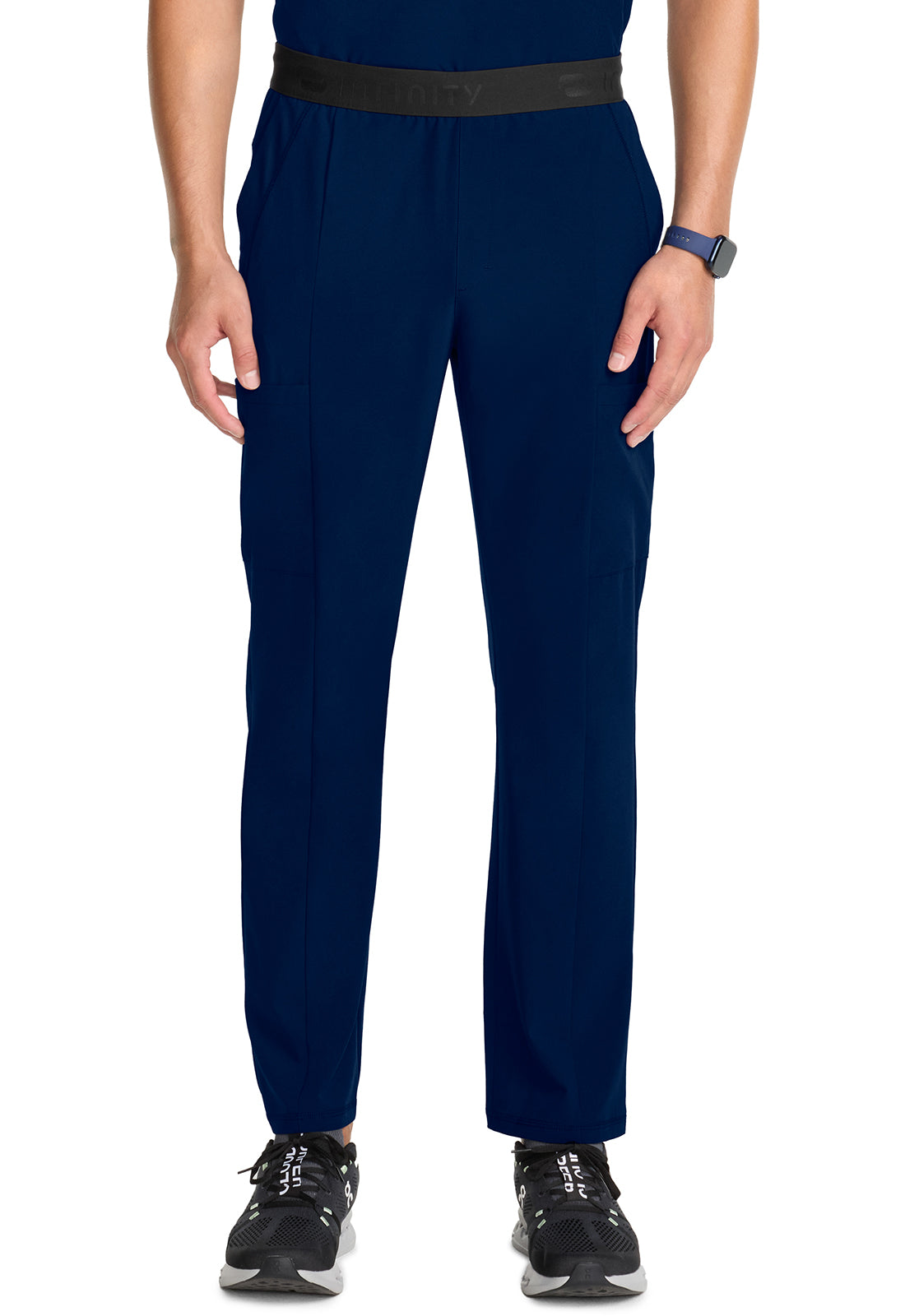 GNR8 IN013A Men's Straight Leg Pants Navy Model Image Front | Infinity