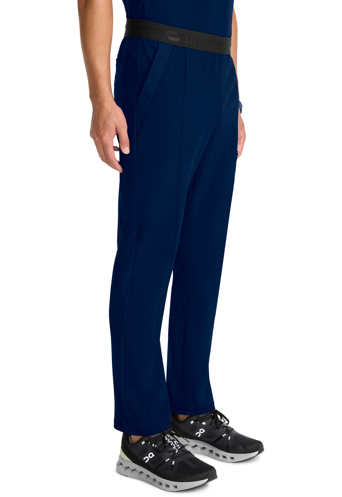 GNR8 IN013A Men's Straight Leg Pants Navy Model Image Left Side | Infinity