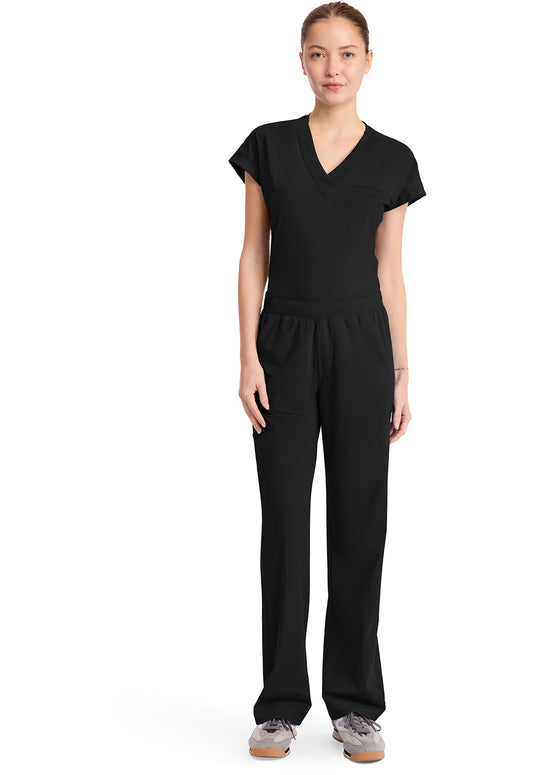 Pursuit IN023A Women's 4-Pocket Straight Leg Scrub Pants Black