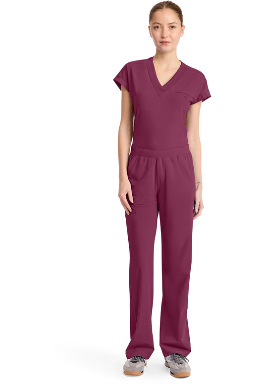 Pursuit IN023A Women's 4-Pocket Straight Leg Scrub Pants Wine