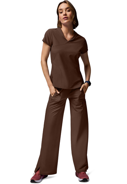 GNR8 IN028A Women's 6-Pocket Wide Leg Pants Espresso Express