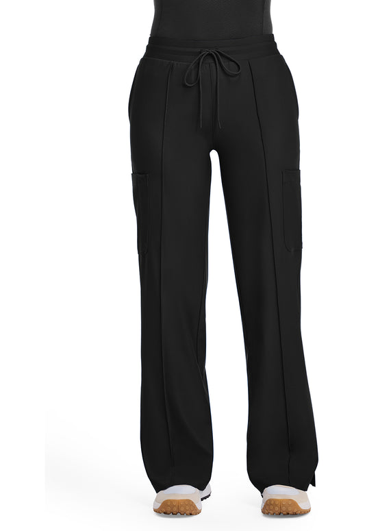 Kinetic IN103A Women's Pintuck Wide Leg Scrub Pants Black