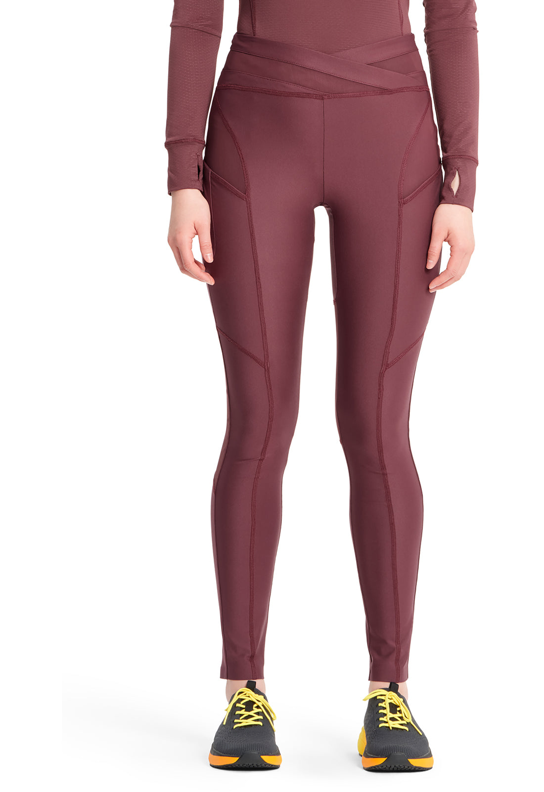 GNR8 Kinetic  IN106A Knit Natural Rise Legging Plum Velvet Model Image Front | Infinity