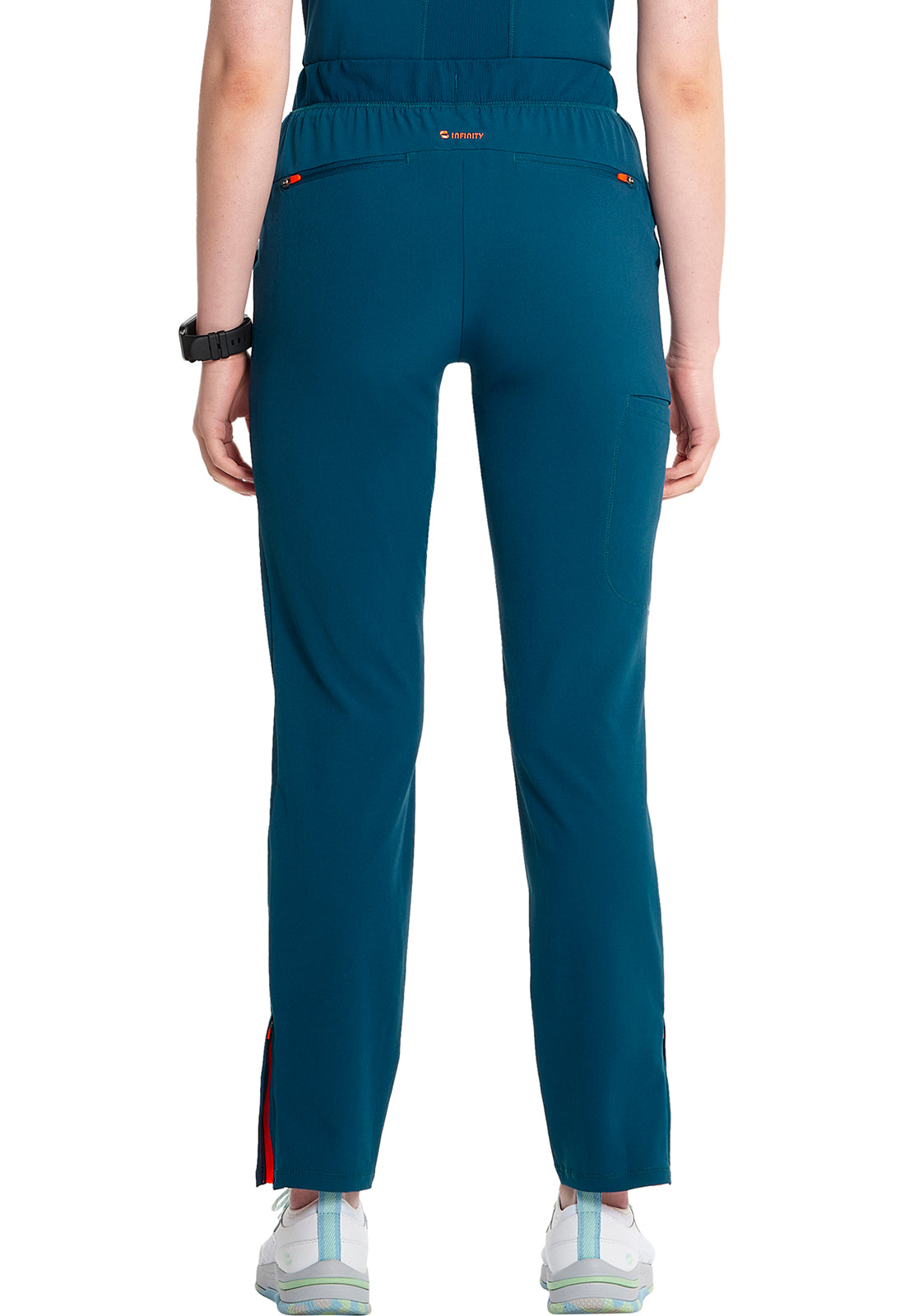 GNR8 IN120A Mid Rise Pull-on Tapered Leg Cargo Pants Caribbean Blue Model Image Back | Infinity