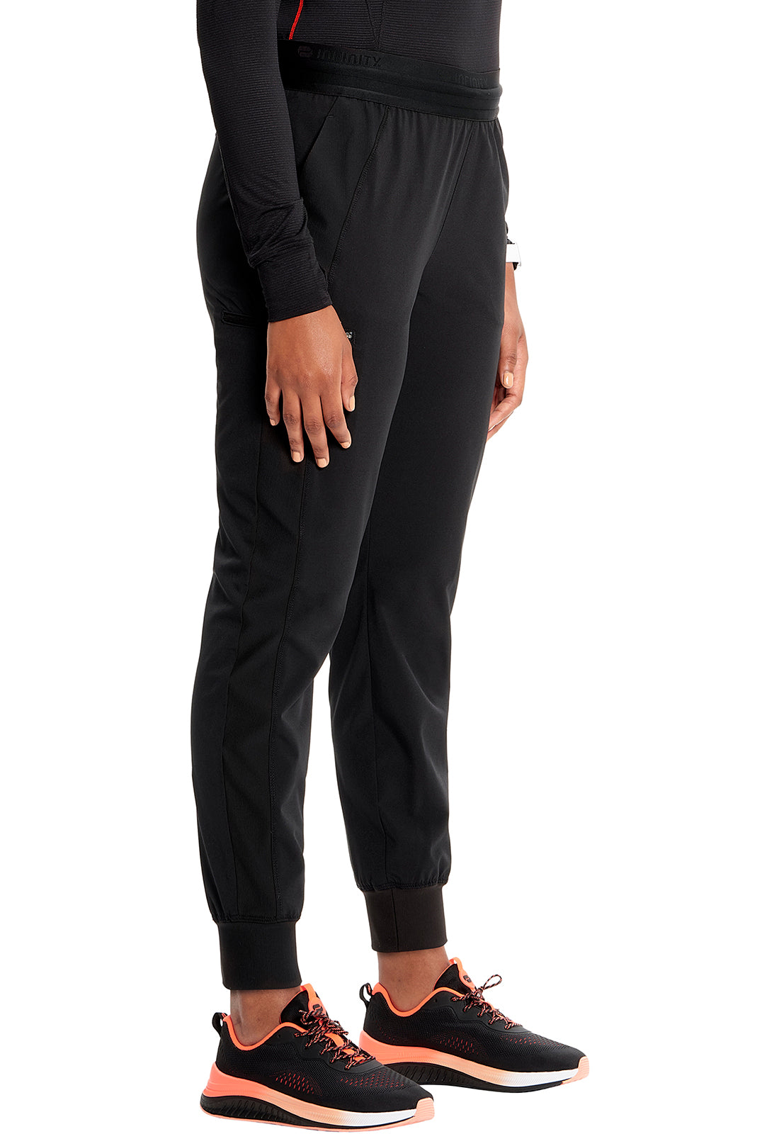 GNR8 IN122A Mid Rise Jogger Black Model Image Left Side | Infinity