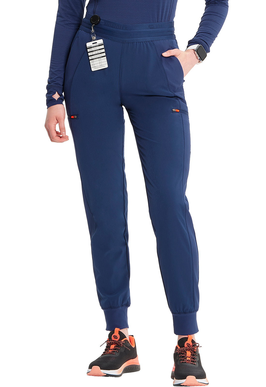 GNR8 IN122A Mid Rise Jogger Navy Model Image Right Side | Infinity