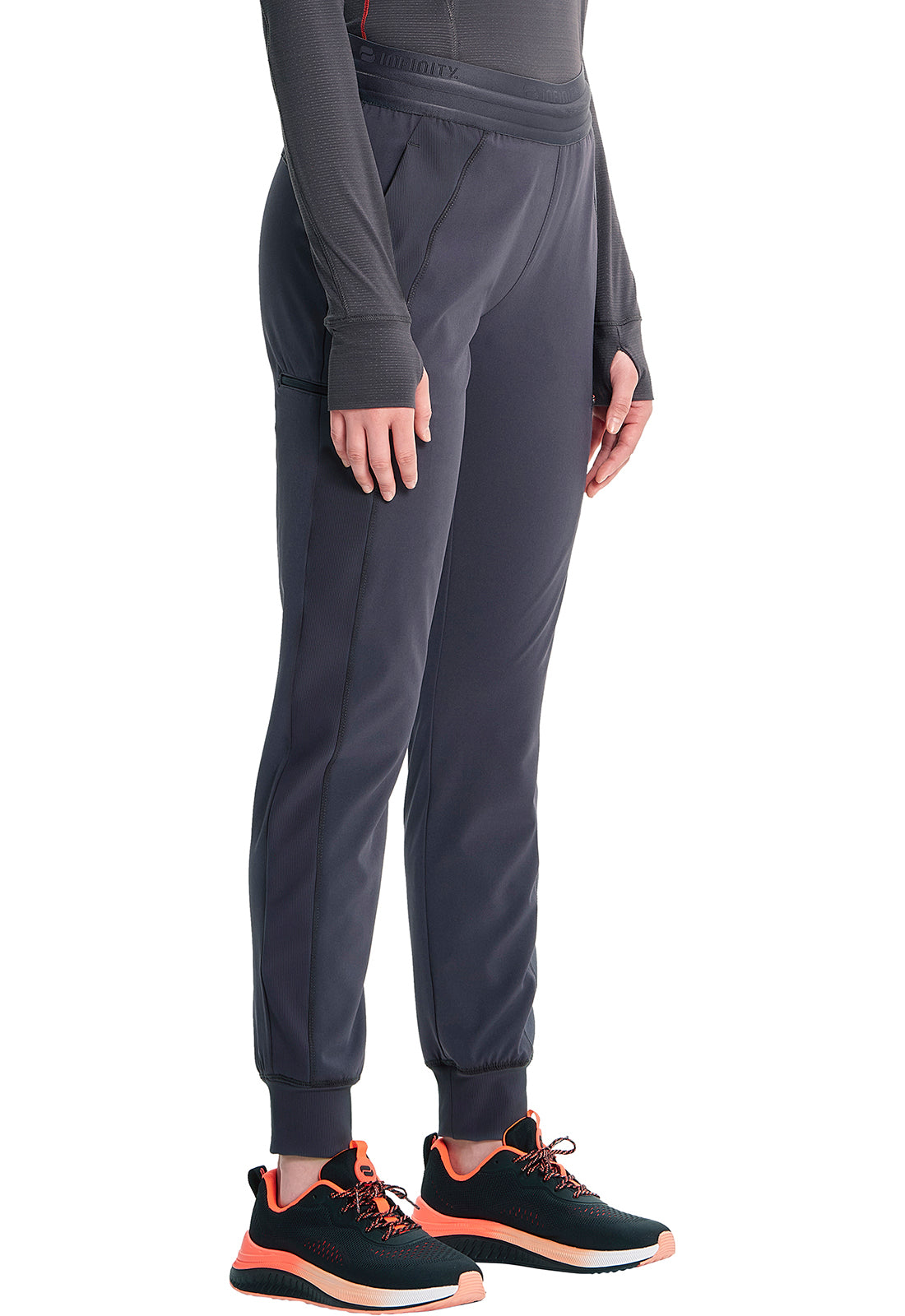 GNR8 IN122A Mid Rise Jogger Pewter Model Image Left Side | Infinity