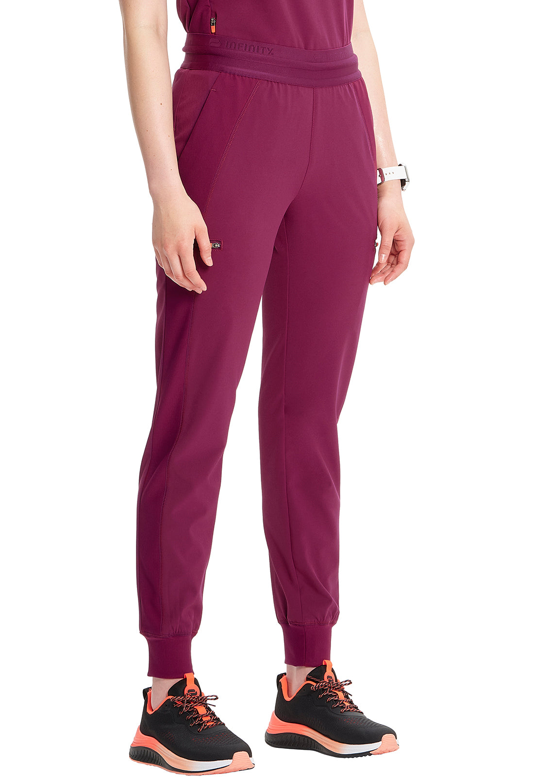 GNR8 IN122A Mid Rise Jogger Wine Model Image Left Side | Infinity