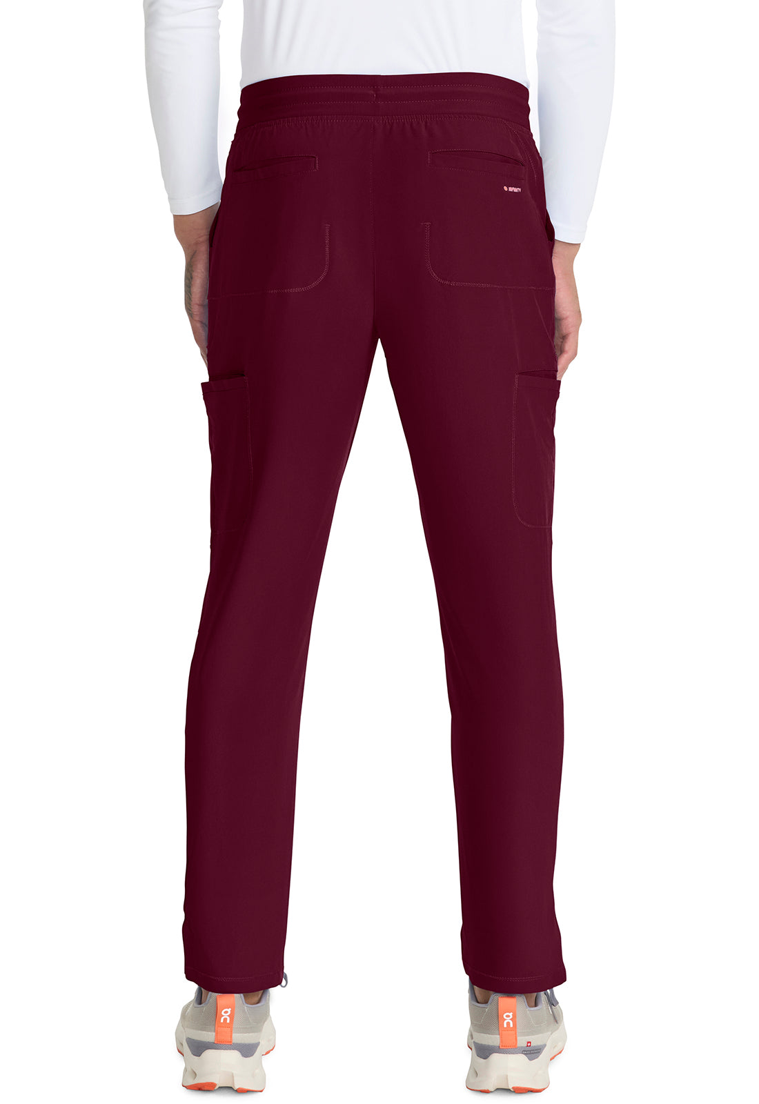 GNR8 IN200A Men's Drawstring Straight Leg Pants Wine Model Image Back | Infinity