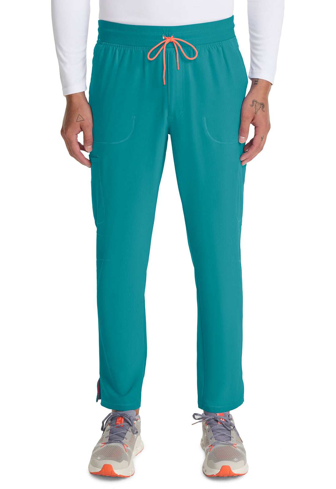 GNR8 IN200A Men's Drawstring Straight Leg Pants Teal Blue Model Image Front | Infinity