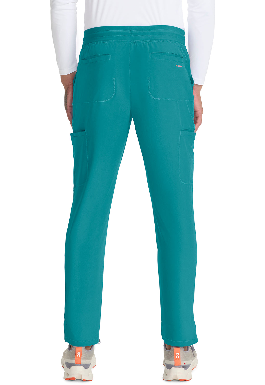 GNR8 IN200A Men's Drawstring Straight Leg Pants Teal Blue Model Image Back | Infinity