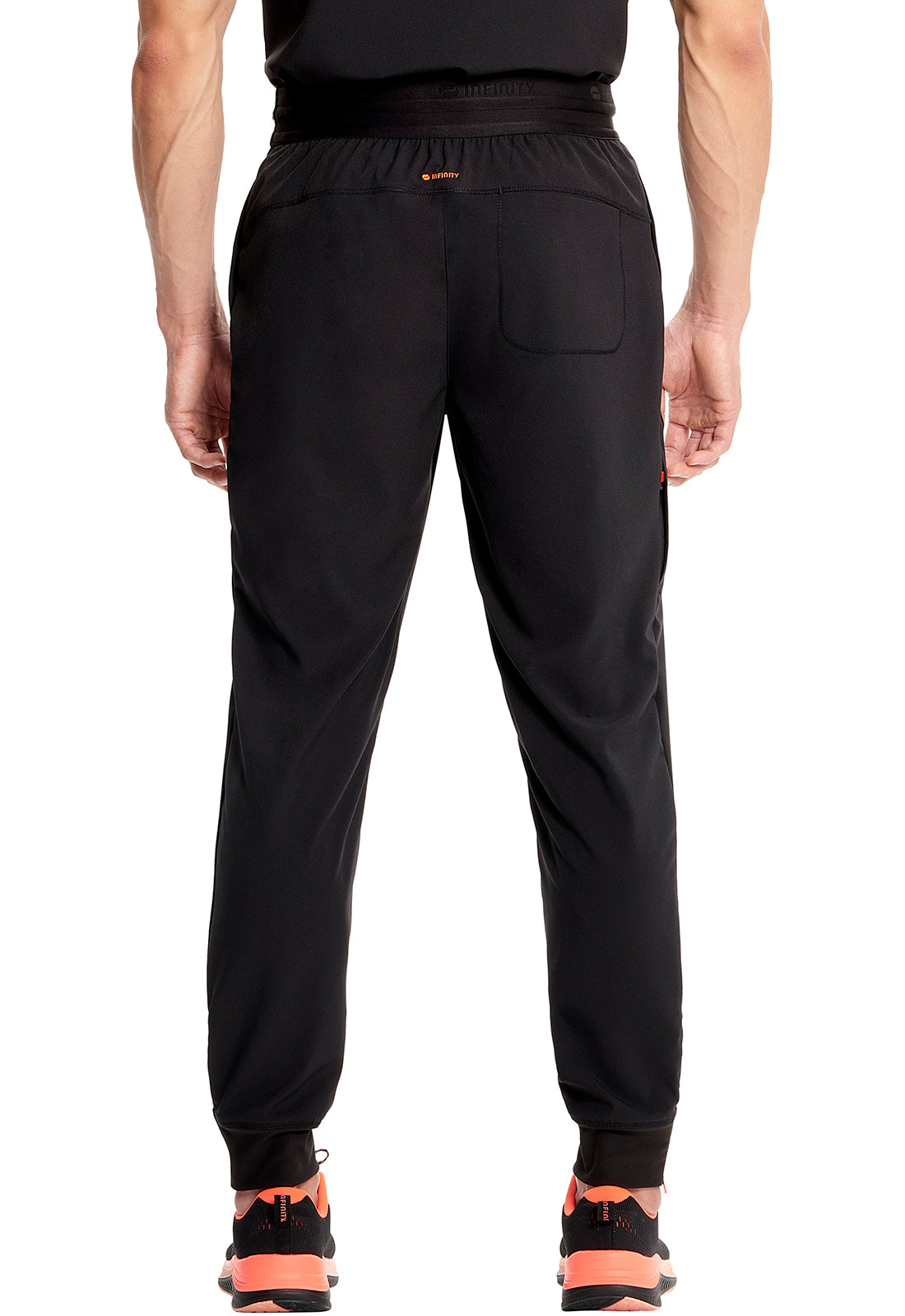 GNR8 IN204A Men's Mid Rise Jogger Black Model Image Back | Infinity