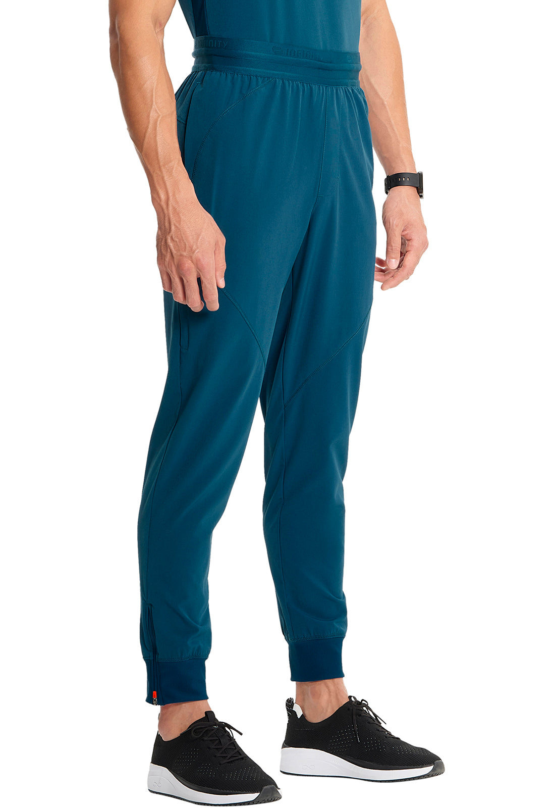 GNR8 IN204A Men's Mid Rise Jogger Caribbean Blue Model Image Left Side | Infinity