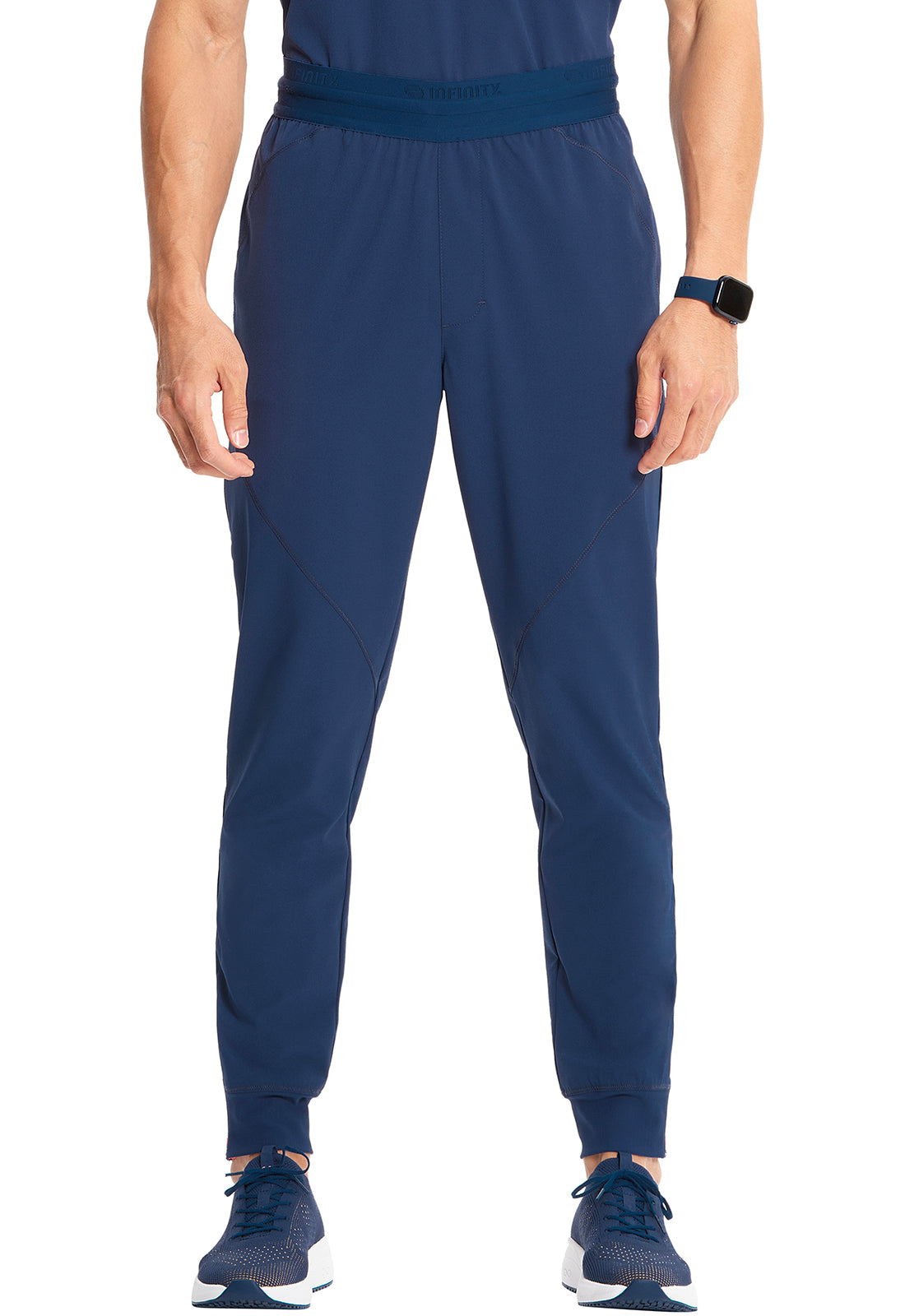 GNR8 IN204A Men's Mid Rise Jogger Navy Model Image Front | Infinity