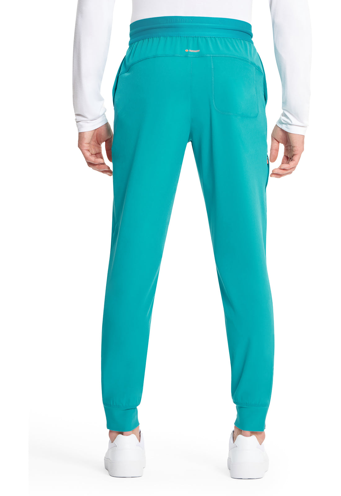 GNR8 IN204A Men's Mid Rise Jogger Teal Blue Model Image Back | Infinity