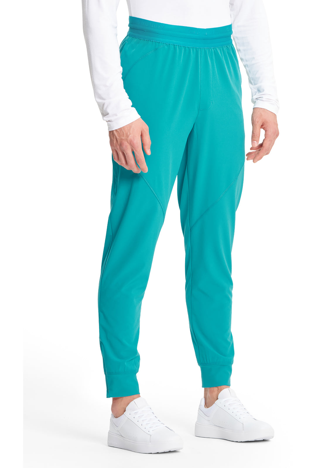 GNR8 IN204A Men's Mid Rise Jogger Teal Blue Model Image Left Side | Infinity