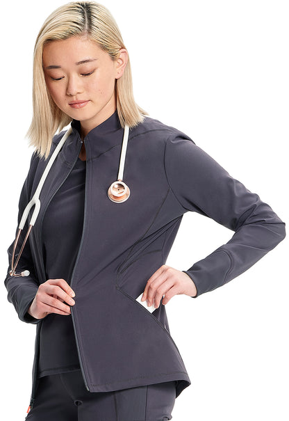 GNR8 IN320A Zip Front Jacket Pewter Model Image Right Side | Infinity