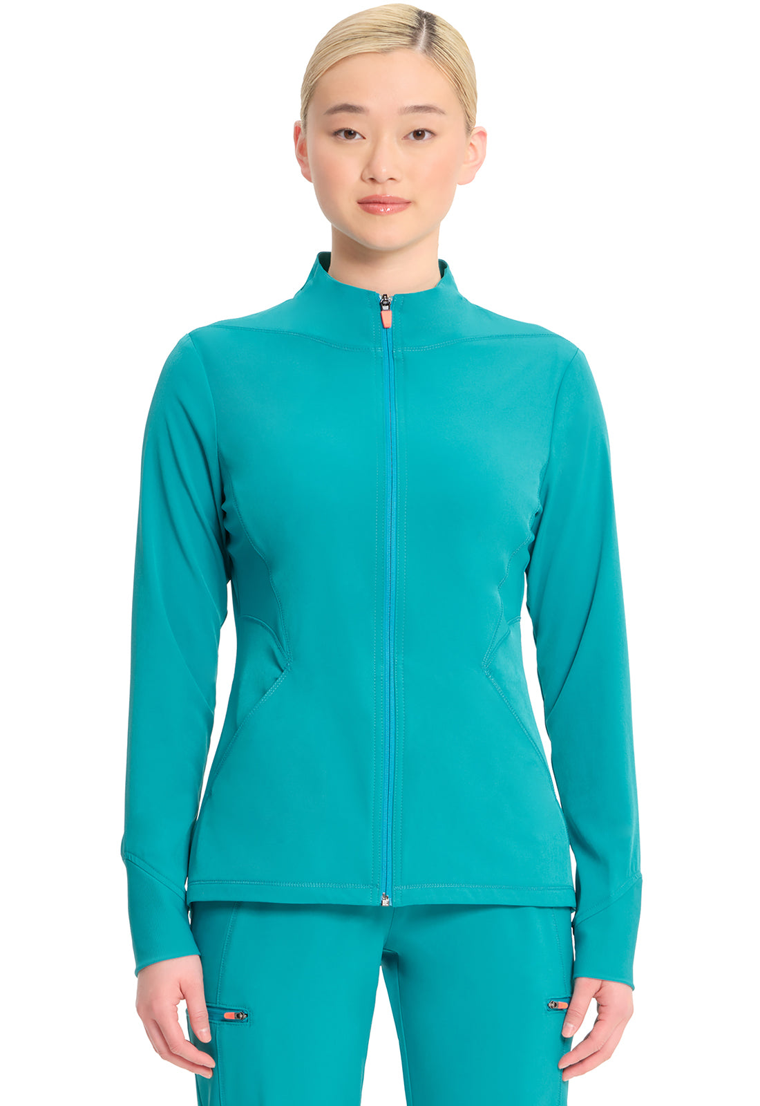 GNR8 IN320A Zip Front Jacket Teal Blue Model Image Front | Infinity