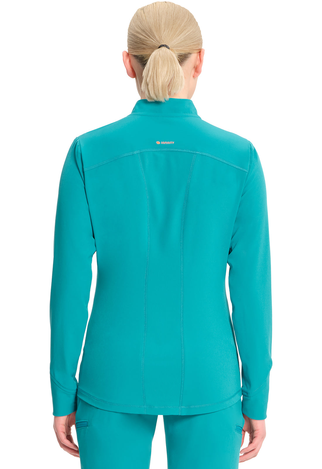 GNR8 IN320A Zip Front Jacket Teal Blue Model Image Back | Infinity