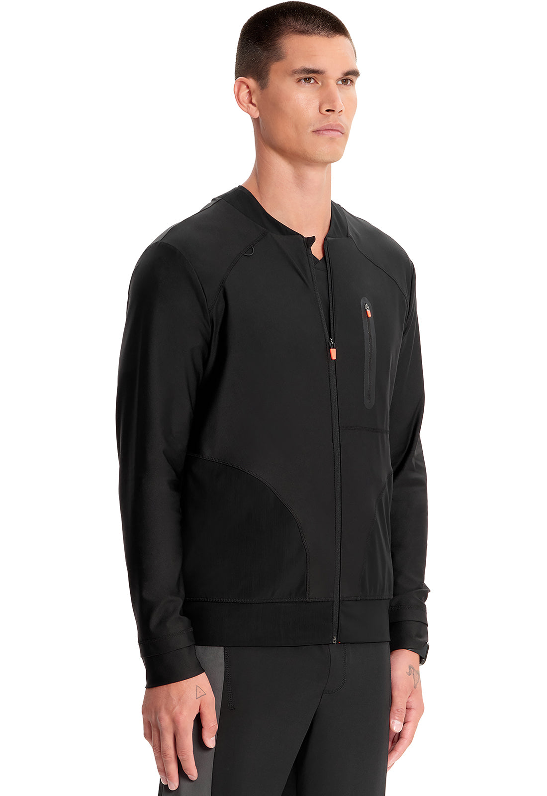 GNR8 Kinetic  IN322A Men's Knit Zip Front Jacket Black Model Image Left Side | Infinity