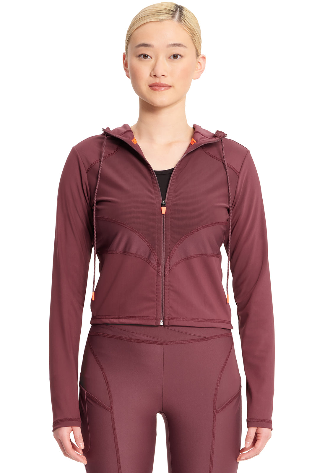 GNR8 Kinetic  IN326 Mesh Zip Front Crop Jacket Plum Velvet Model Image Front | Infinity