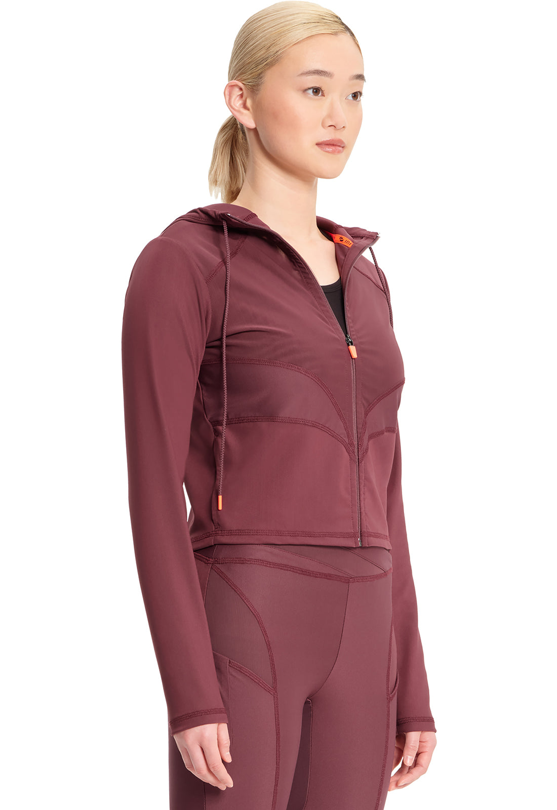 GNR8 Kinetic  IN326 Mesh Zip Front Crop Jacket Plum Velvet Model Image Left Side | Infinity