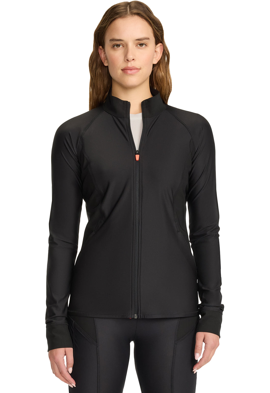 GNR8 Kinetic  IN337A Women's Raglan Zip Front Jacket Black Model Image Front | Infinity