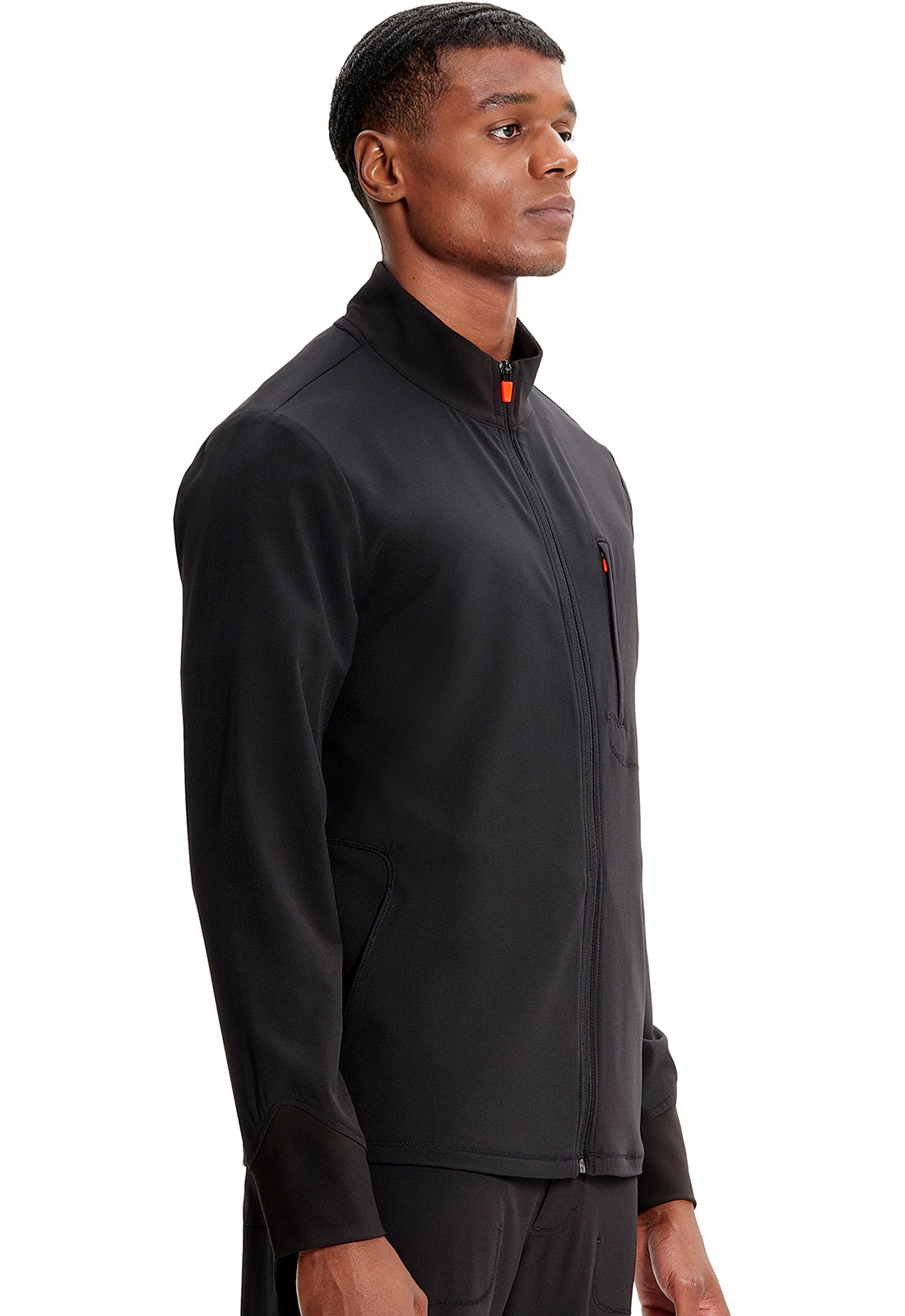 GNR8 IN350A Men's Zip Front Jacket Black Model Image Left Side | Infinity