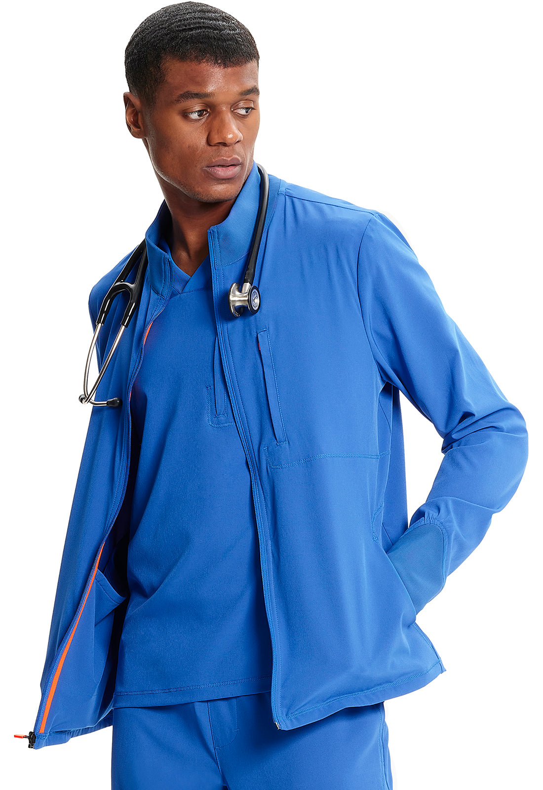 GNR8 IN350A Men's Zip Front Jacket Royal Model Image Right Side | Infinity