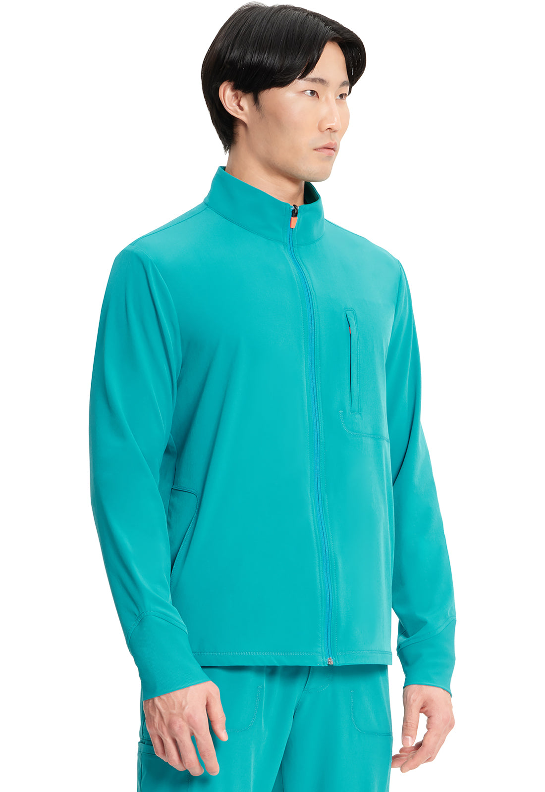 GNR8 IN350A Men's Zip Front Jacket Teal Blue Model Image Left Side | Infinity