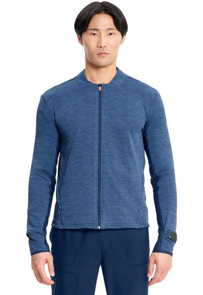 Lifestyle IN501A Men's Athletic Zip Front Jacket Navy Model Image Front | Infinity